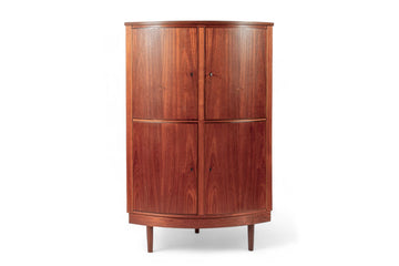Mid Century Danish Modern Teak Wood Corner Cabinet 1960s