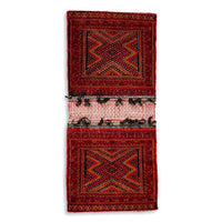 Antique Red Afghan Baluchistan Wool Tribal Saddlebag Rug