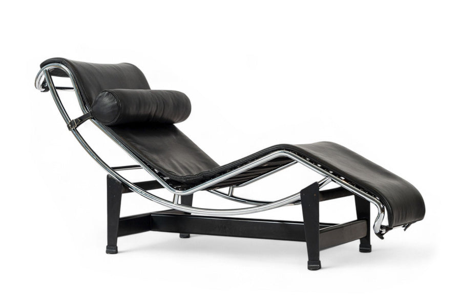 Cassina LC4 Black Leather Chaise Lounge Chair by Le Corbusier 2006