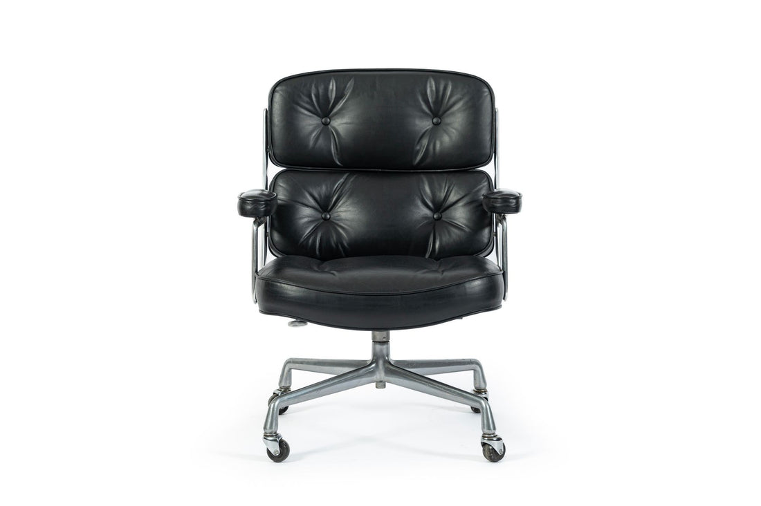 Eames Time Life Executive Lobby Chair Herman Miller Black Leather Office Chair