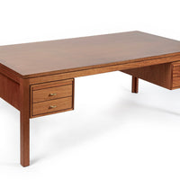 Large Mid Century Danish Modern Mahogany Wood Executive Desk, 2 Matching Avail