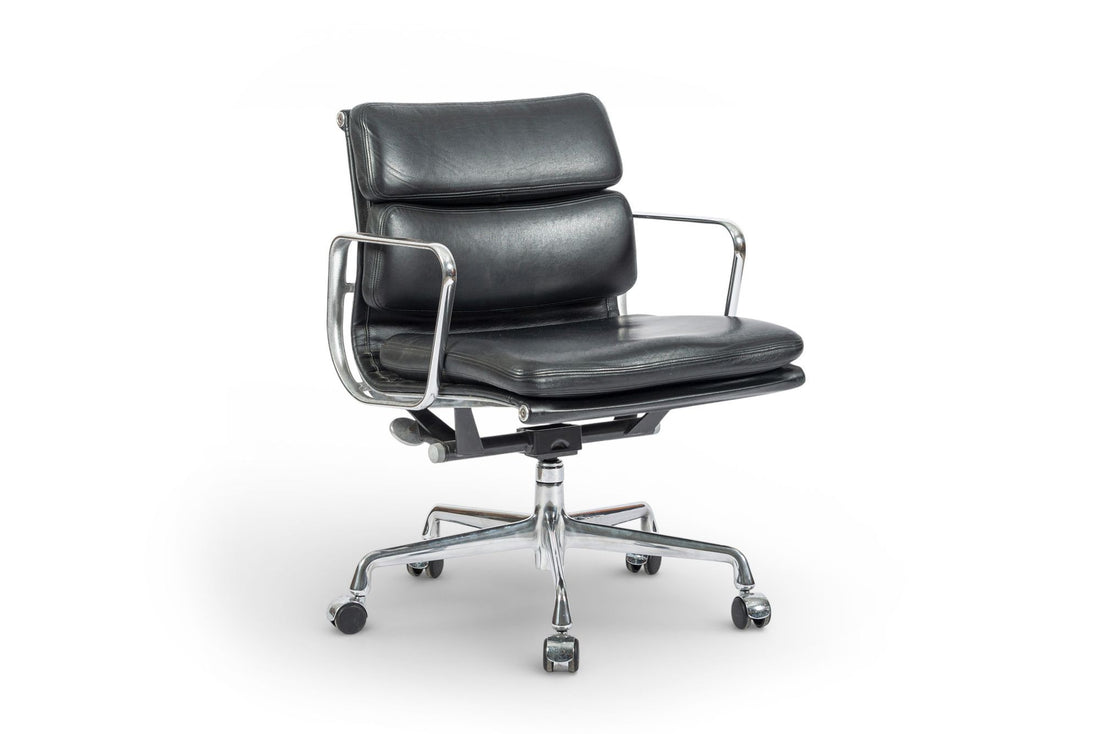 Eames for Herman Miller Soft Pad Black Leather Desk Chair 2000s