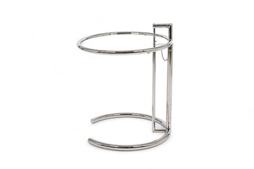 Mid Century Glass & Chrome Round Side Table by Eileen Gray (attr.)