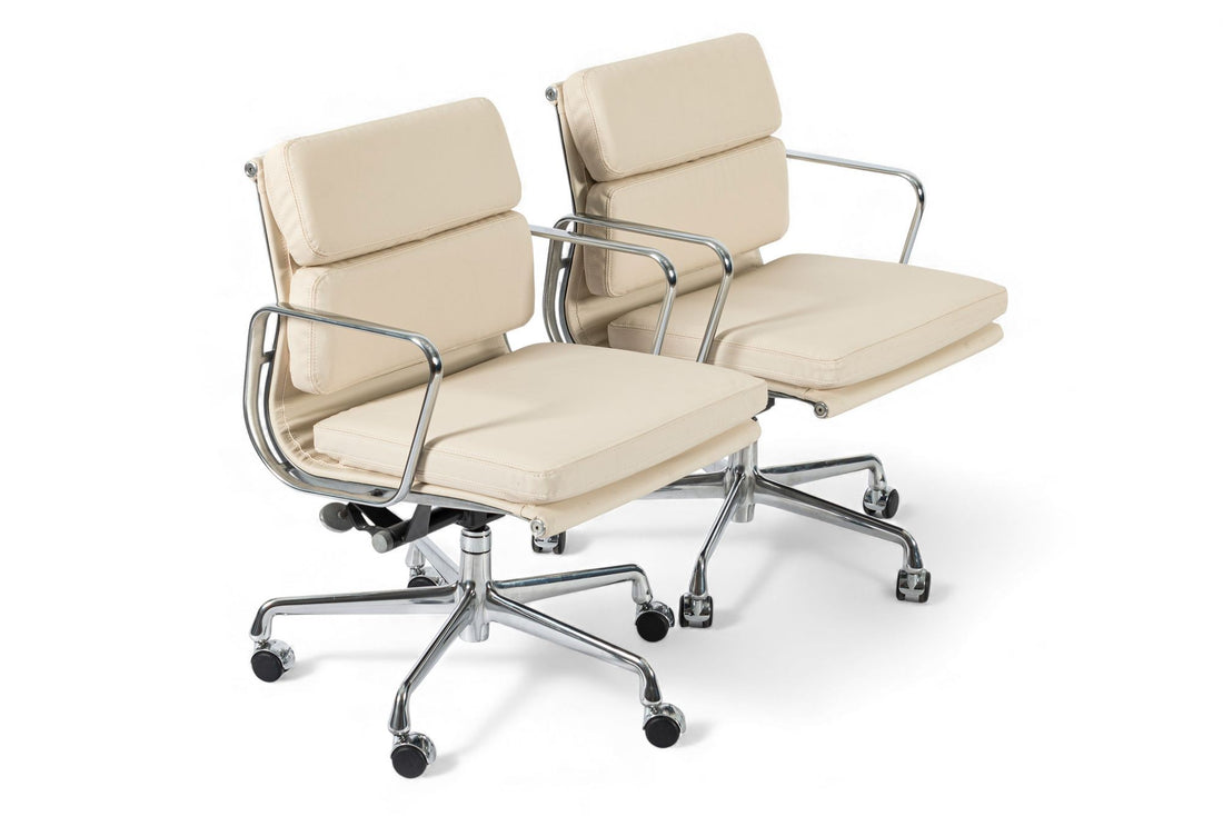 Eames for Herman Miller Tan Cream Office Chairs in Schumacher VEGAN Leather