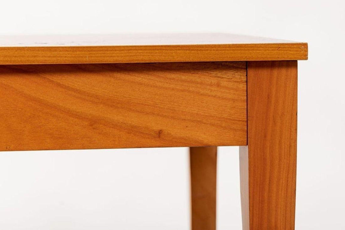 Antique French Art Deco Cherry Wood Writing Desk Table by Jacques Quinet