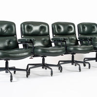 Time Life Green Leather Office Chairs by Eames for Herman Miller, 1996 Set of 4