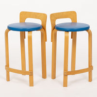 Mid Century Finnish Birch Wood K65 Stools by Alvar Aalto for Artek