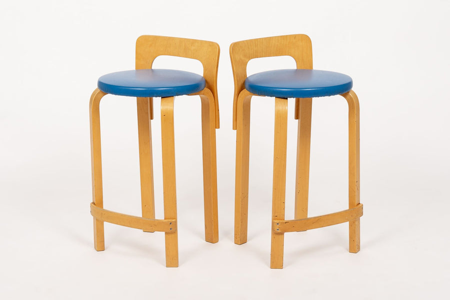 Mid Century Finnish Birch Wood K65 Stools by Alvar Aalto for Artek