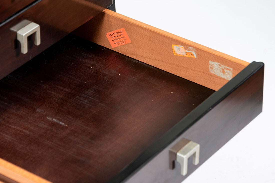 Postmodern Italian Rosewood and Metal Writing Desk by Abbondinterni, 1970s