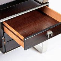 Postmodern Italian Rosewood and Metal Writing Desk by Abbondinterni, 1970s