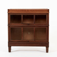 Antique American Three Shelf Barrister Bookcase Cabinet in Tiger Oak