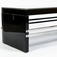 Art Deco Coffee Table in Black Lacquer and Metal Leaf, circa 1935