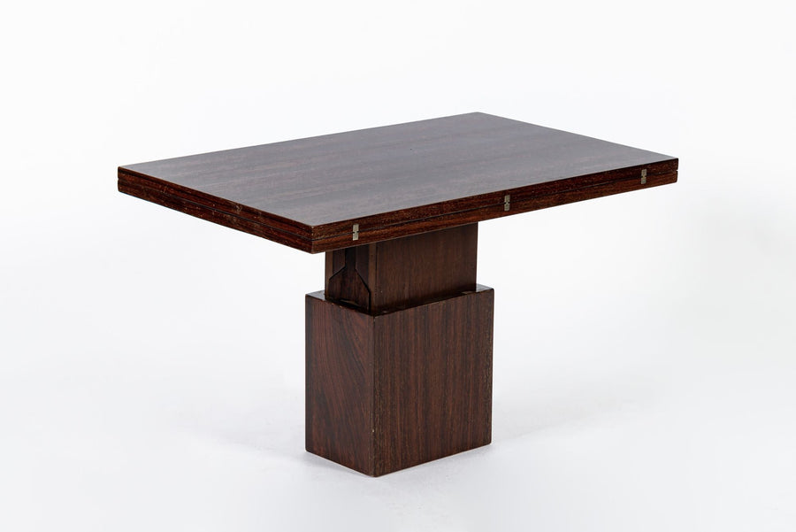 Antique French Art Deco Folding Wood Coffee Table by Francisque Chaleyssin (Attr) 1930s