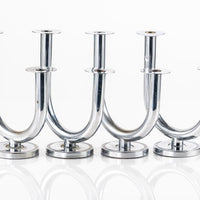 Antique Art Deco Taurex Chrome Candlestick Holders by Walter Von Nessen for Chase