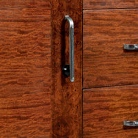 Art Deco Tiger Wood Dresser Cabinet, Vintage Streamline Modern 1940s