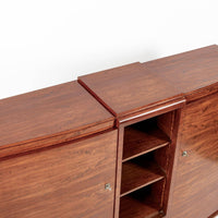 Antique Art Deco Tall Mahogany Wood Storage or Bar Cabinet 1940s