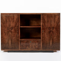 Antique Art Deco Italian Walnut Wood Credenza Cabinet