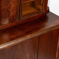 Art Deco Figured Walnut Sideboard Buffet or Bar Cabinet with Vitrine, circa 1930