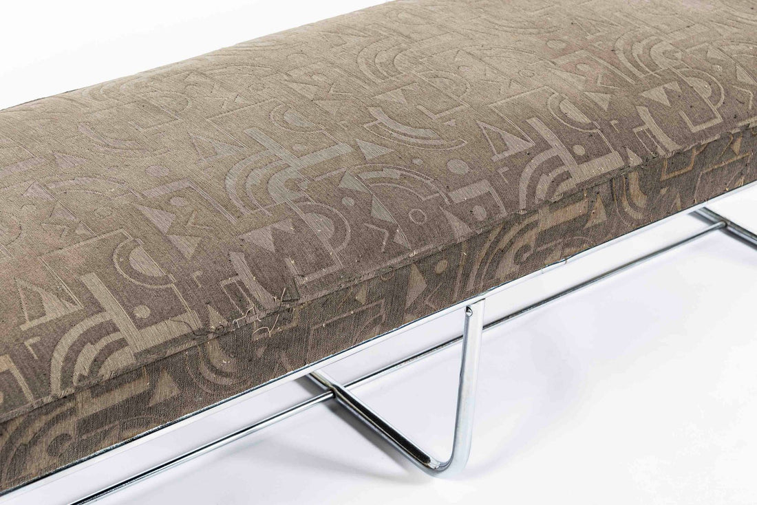 Antique Hoffmann Bauhaus Daybed Bench for Howell, Art Deco Chrome Tubular Steel Bench, 1940s
