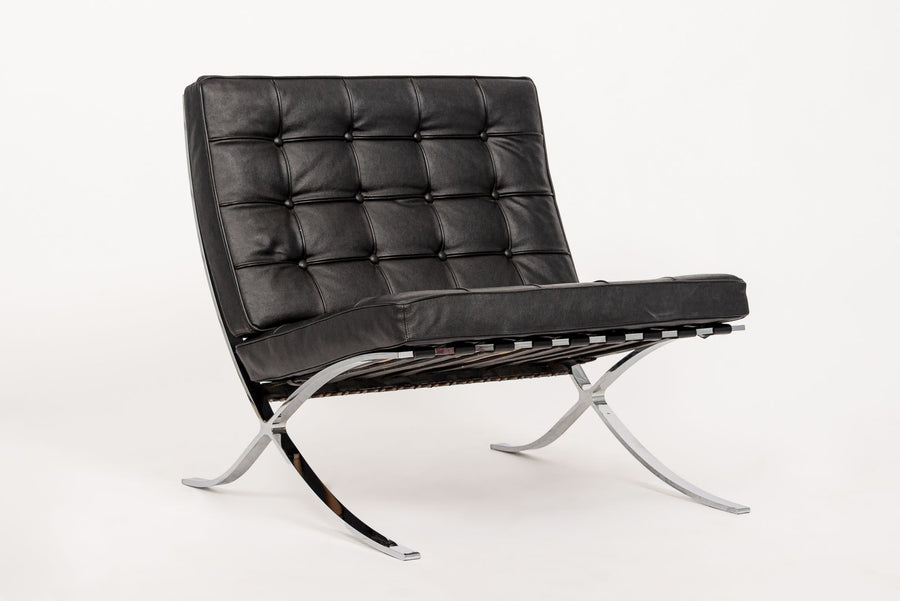 Mid Century Black Barcelona Chair by Mies van der Rohe for Knoll