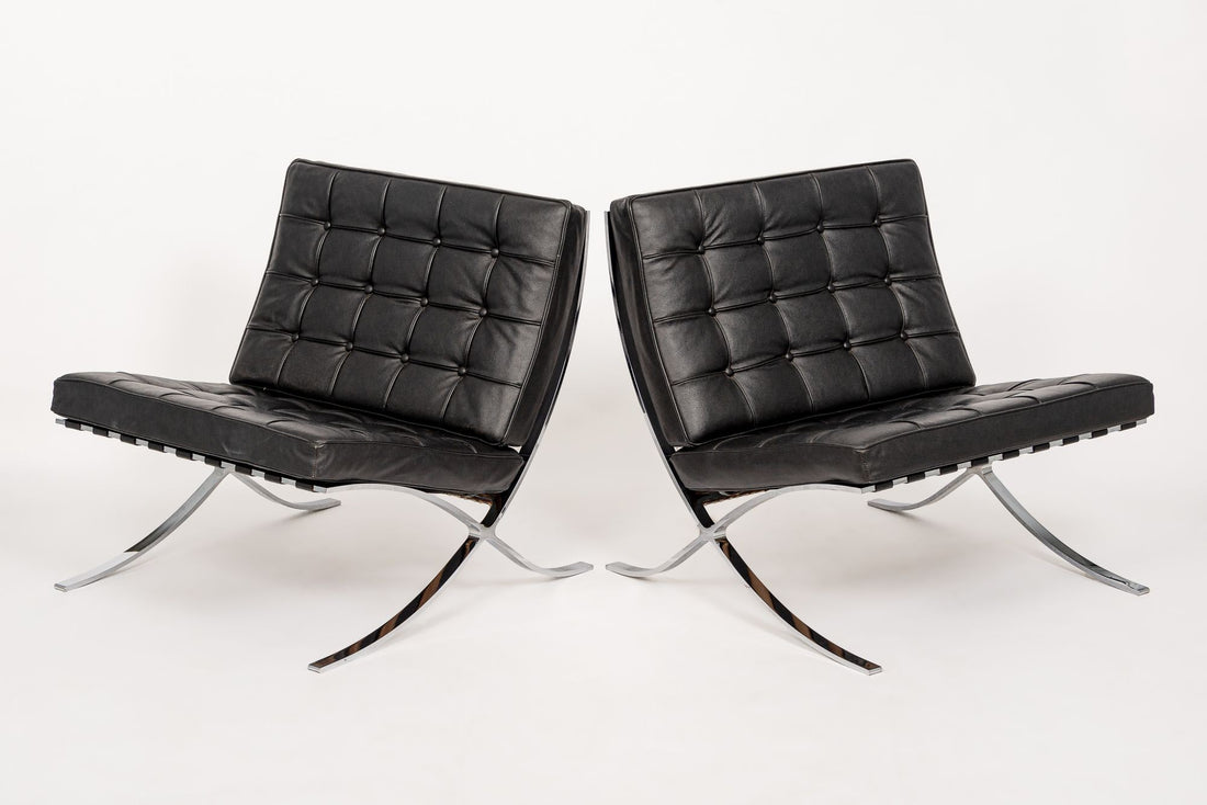 Mid Century Black Barcelona Chairs by Mies van der Rohe for Knoll