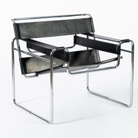 Mid Century Black Leather Wassily Arm Chairs by Marcel Breuer for Knoll, 1960s