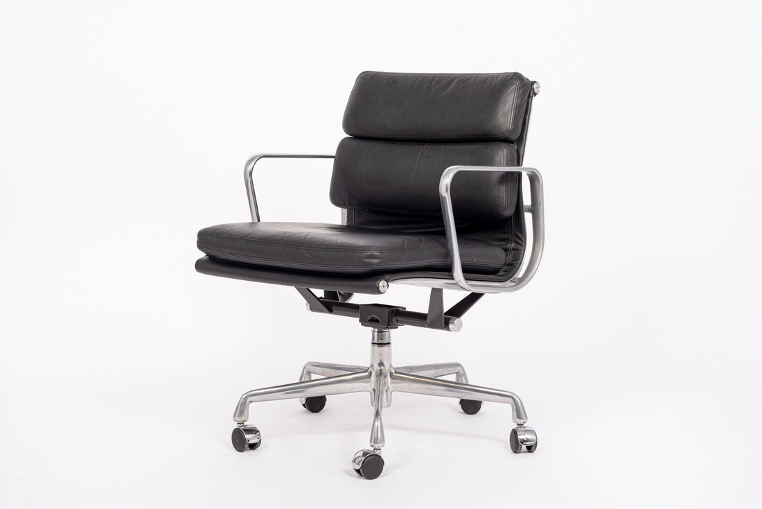 Mid Century Black Leather Desk Chair by Eames for Herman Miller, 2001