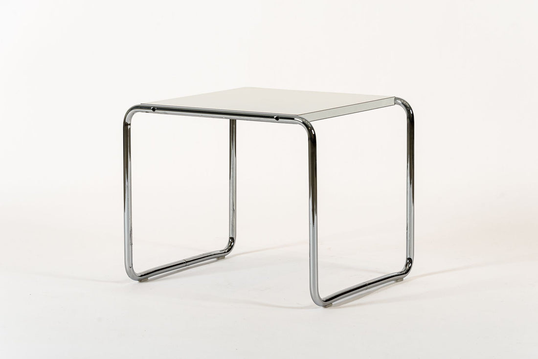 Mid Century White Tubular Steel Laccio Side Table by Marcel Breuer for Knoll