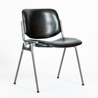 Six Mid Century Italian DSC 106 Leather Stacking Chairs by Giancarlo Piretti for Castelli, 1980s