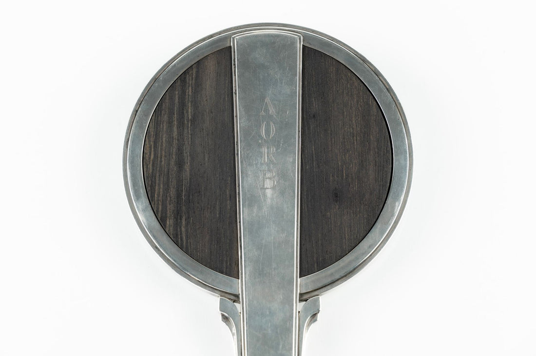 Georg Jensen Sterling Silver and Ebony Hand Mirror No. 224 by Harald Nielsen, Denmark c. 1930