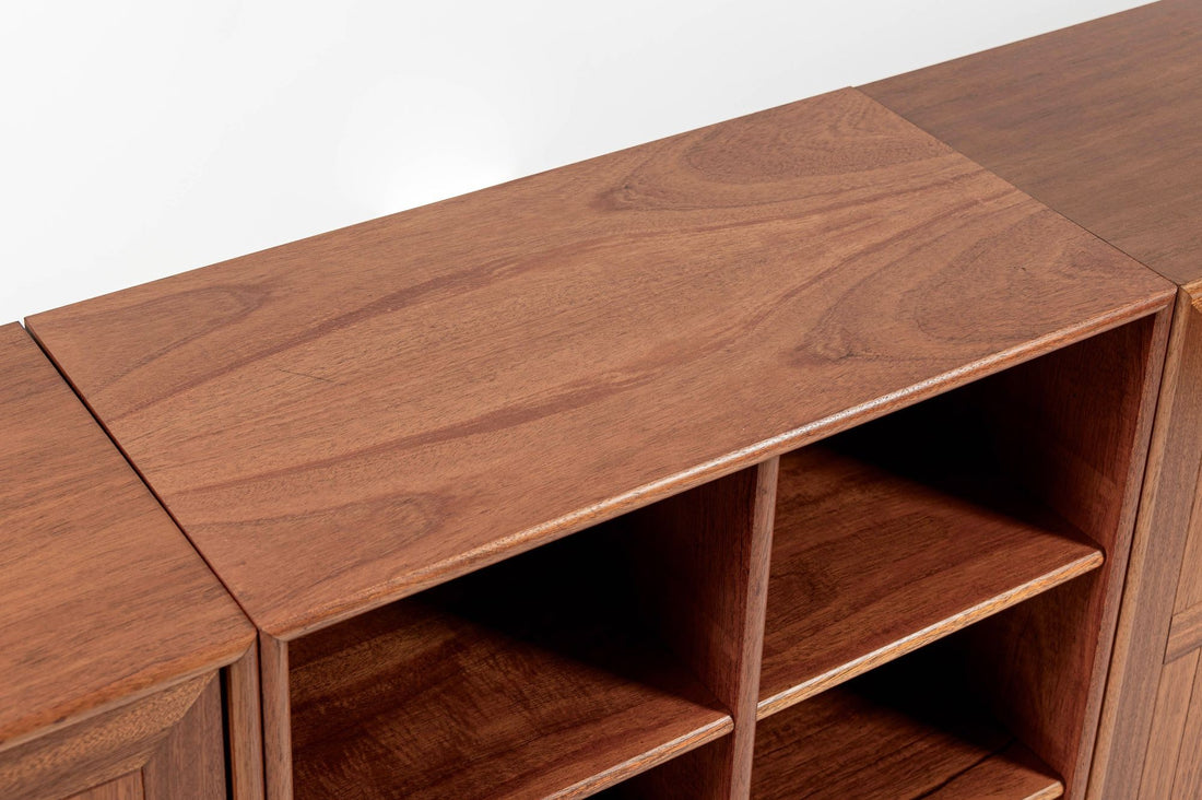 Danish Modern Modular Bookshelf Cabinet System in Teak Wood