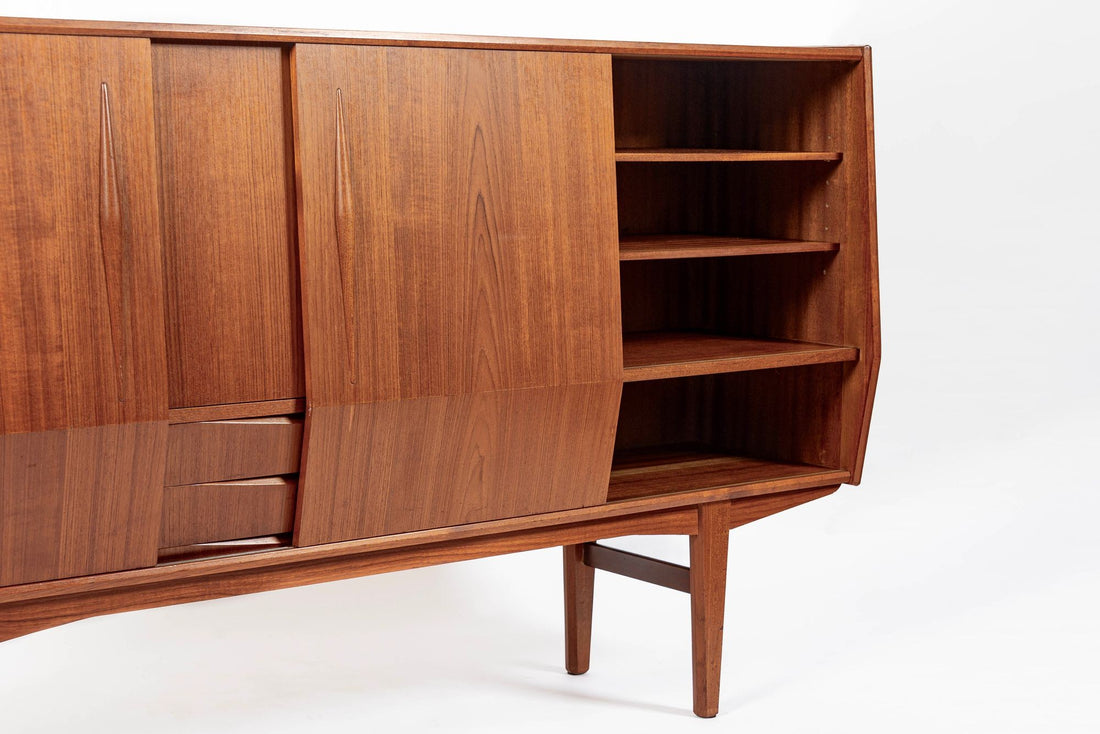 Mid-Century Danish Modern Teak High Sideboard or Bar Cabinet 1960s