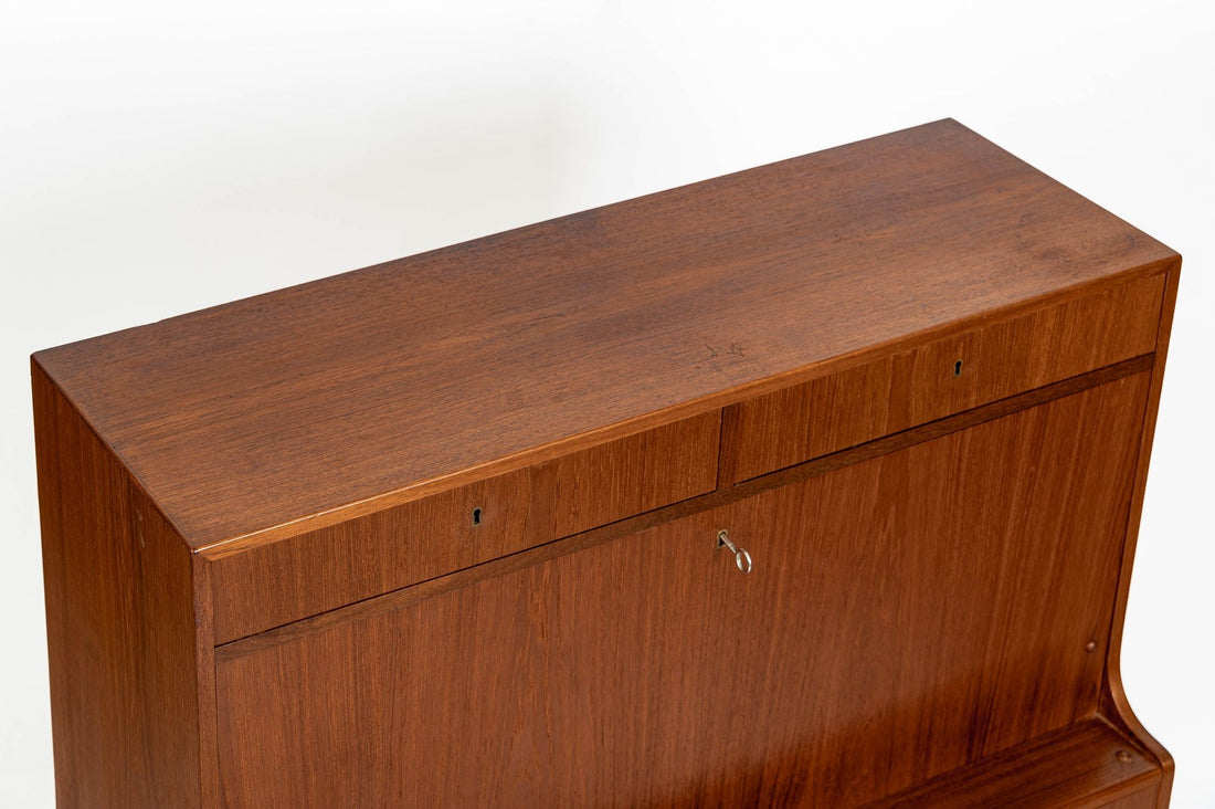 Mid-Century Danish Modern Teak Secretary Desk Cabinet 1960s
