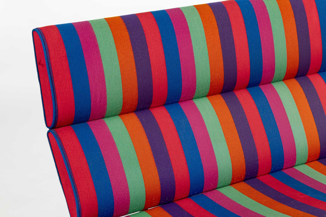 Mid Century Sofa Compact Eames for Herman Miller, Alexander Girard Striped Fabric, 1970s