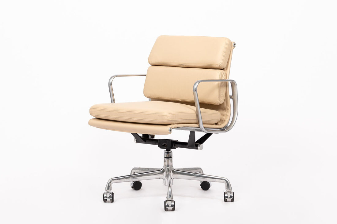 Eames for Herman Miller Cream Leather Office Chair Pair 2000s