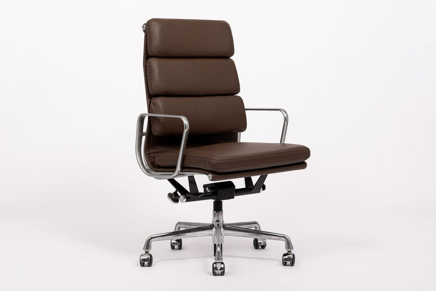 Herman Miller Eames Tall Dark Brown Leather Desk Chair Soft Pad