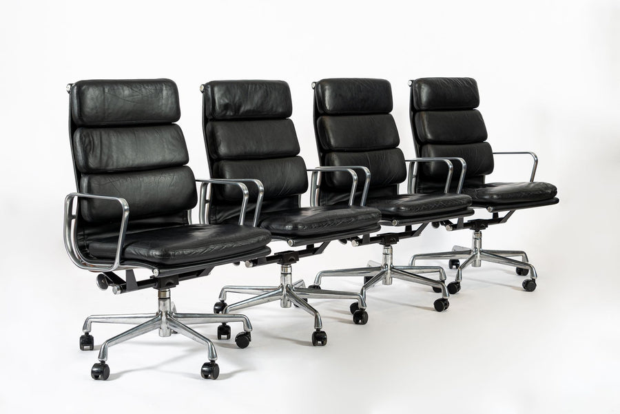 Authentic Eames Herman Miller Tall Black Leather Office Chairs 2001