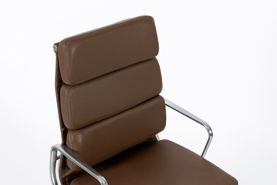 Eames for Herman Miller Tall Brown Leather Desk Chair Soft Pad