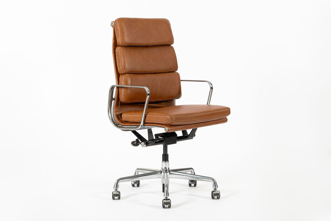 Herman Miller Eames Tall Brown Leather Desk Chair Soft Pad