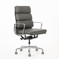 Herman Miller Eames Aluminum Group Tall Gray Leather Office Chair Soft Pad