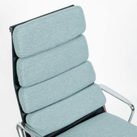Eames Soft Pad Recliner for Herman Miller, Blue Gray Aluminum Group Lounge Chair