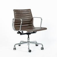 Eames Herman Miller Brown Leather Aluminum Group Thin Pad Desk Chair, 2008