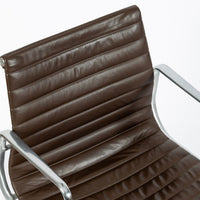 Eames Herman Miller Brown Leather Aluminum Group Thin Pad Desk Chair, 2008
