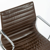 Eames Herman Miller Aluminum Group Thin Pad Brown Leather Office Chair, 2008