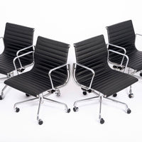 Eames for Herman Miller Black Leather Desk Chairs Thin Pad