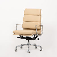 Eames Herman Miller Tall Cream Leather Office Chair Aluminum Group