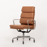 Herman Miller Eames Tall Brown Leather Desk Chair Aluminum Group