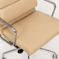Eames Herman Miller Tall Cream Leather Office Chair Aluminum Group