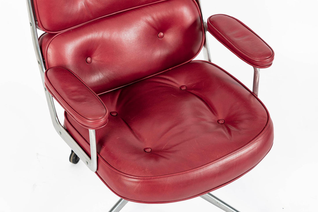 Vintage Eames for Herman Miller Time Life Red Leather Lobby Office Chair 1960s