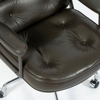 Eames Time Life Executive Lobby Chair for Herman Miller, Dark Gray Leather Office Desk Chair, 1988